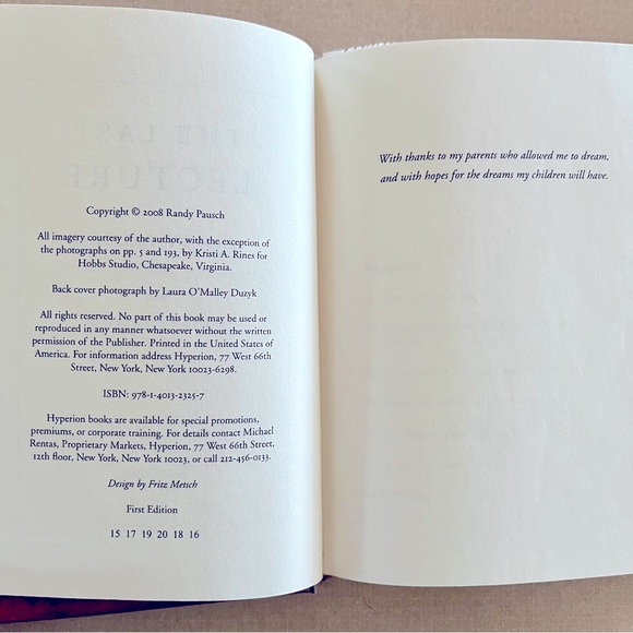 National Bestseller The Last Lecture by Randy Pausch Achieving Childhood Dreams - Picture 2 of 6